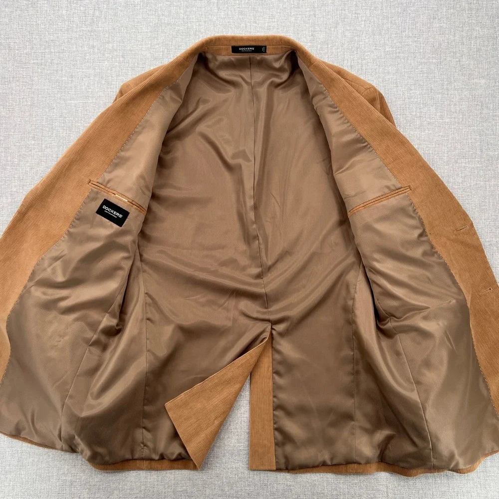 NEW Dockers Corduroy Blazer Sport Coat Jacket Men 44L‎ Beige Cotton Academia Ivy